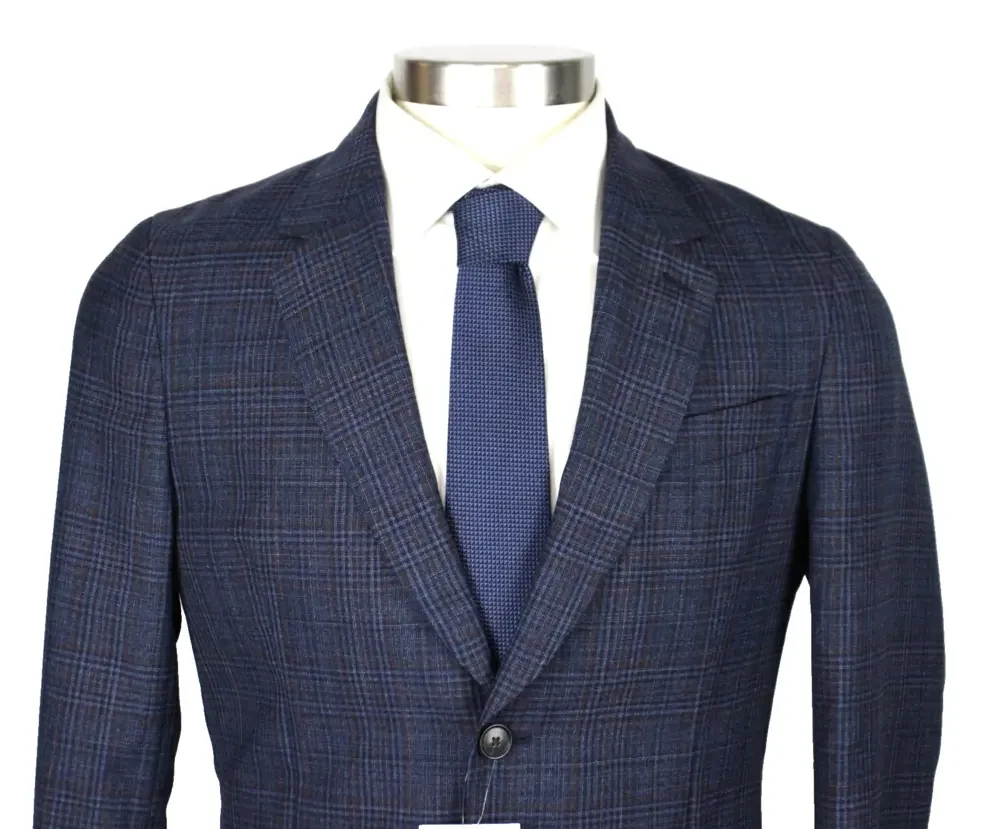 Paul Smith Sport Coat 38 R (48 EU) Mens Blue Plaid Wool Two Button Blazer